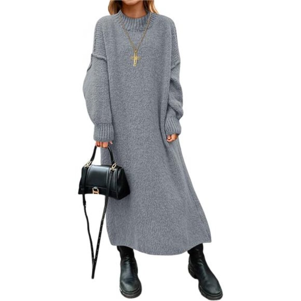 Women’s Oversized Sweater Dress Mock Neck Long Sleeve Maxi